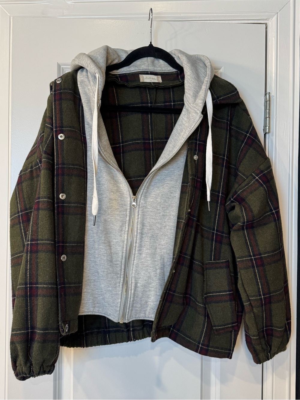 ALTAR’D STATE Plaid Jacket with Heather Gray Hoodie Insert